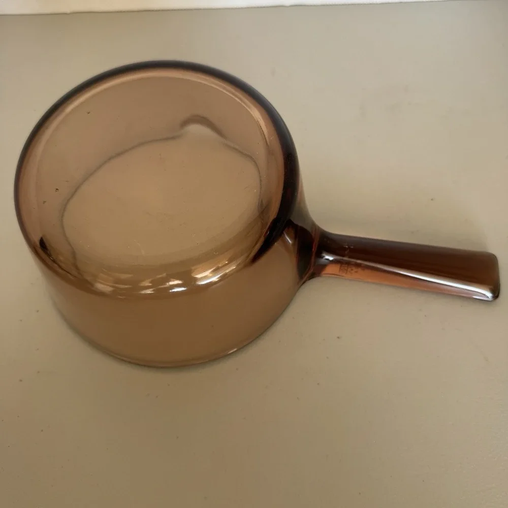 Visions Corning Sauce Pot 1L Brown Glass with Pour Spout Vintage USA